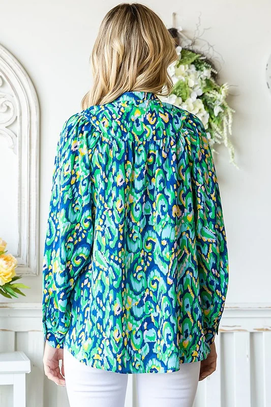 Abstract Print Mandarin Design Top - Image 4