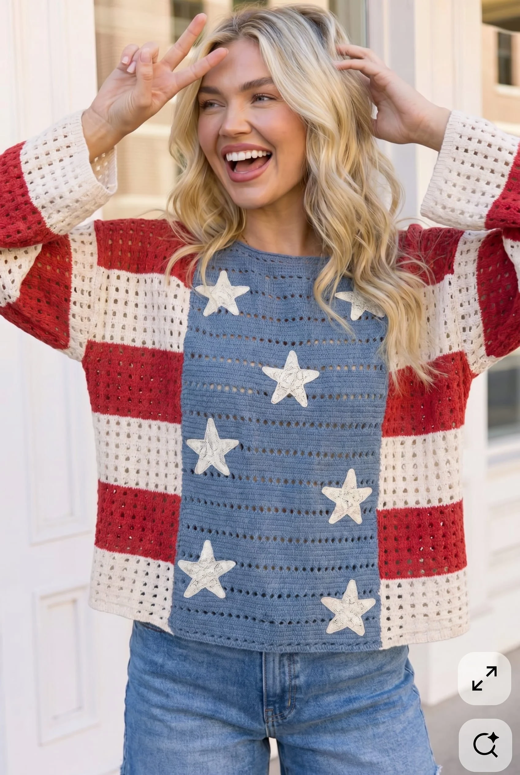 Plus Americana Stars Crochet Cardigan and Tank Set
