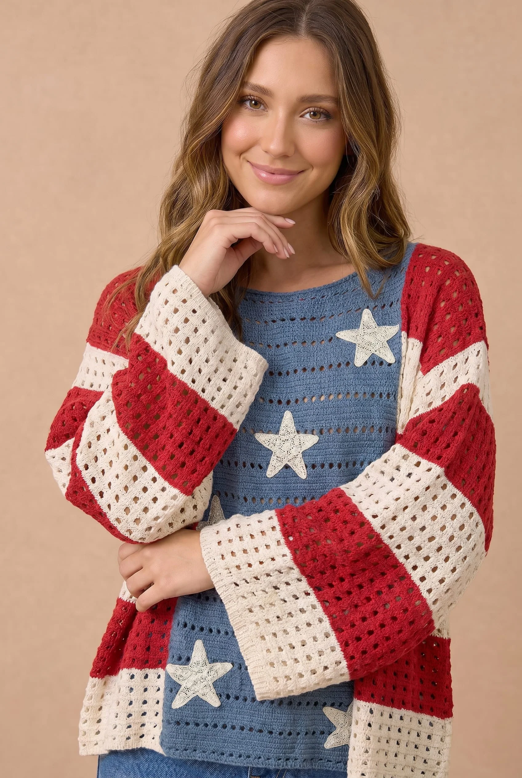 Plus Americana Stars Crochet Cardigan and Tank Set - Image 3