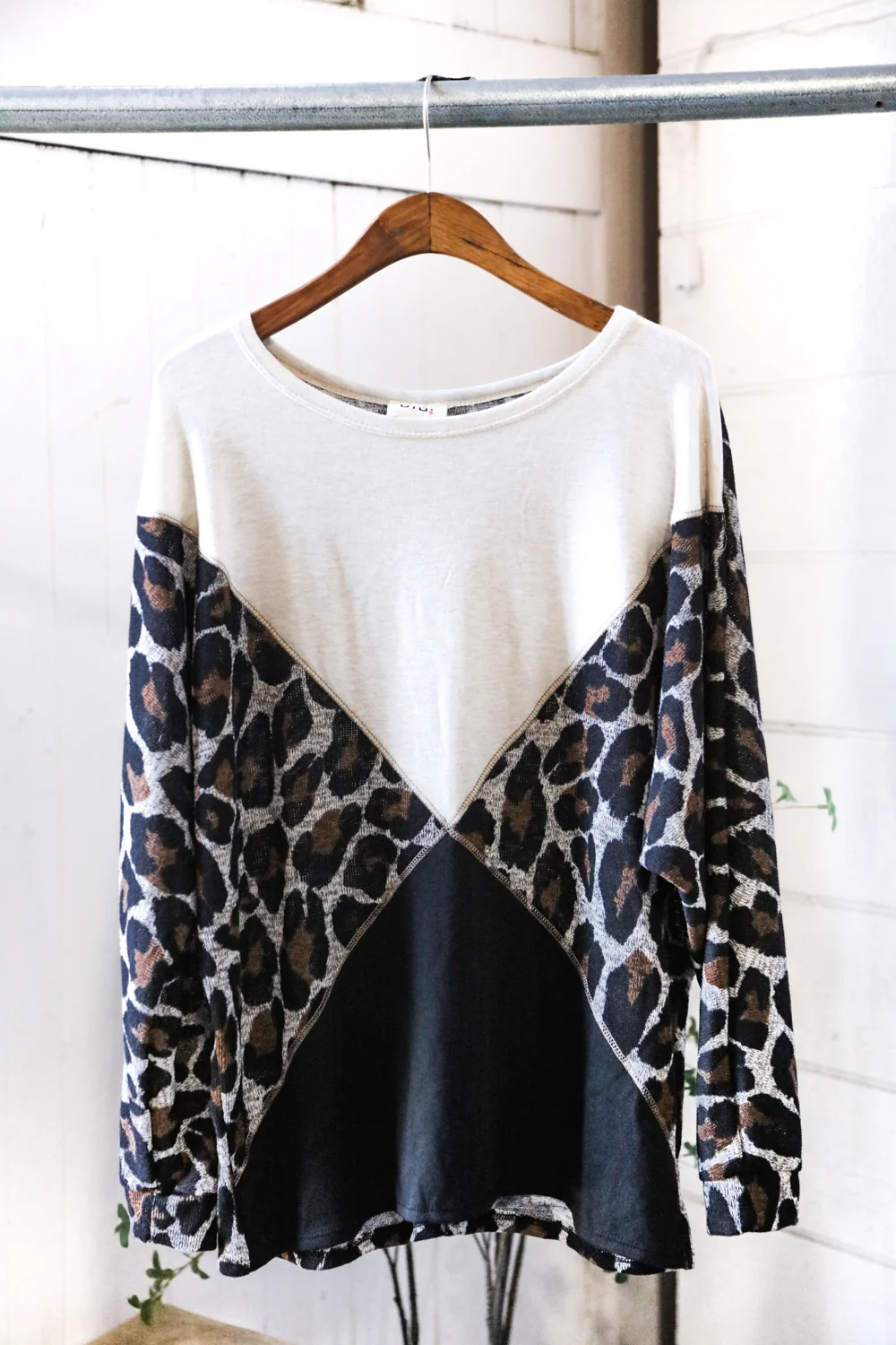 Animal/Black/Taupe Color Block Long Sleeve