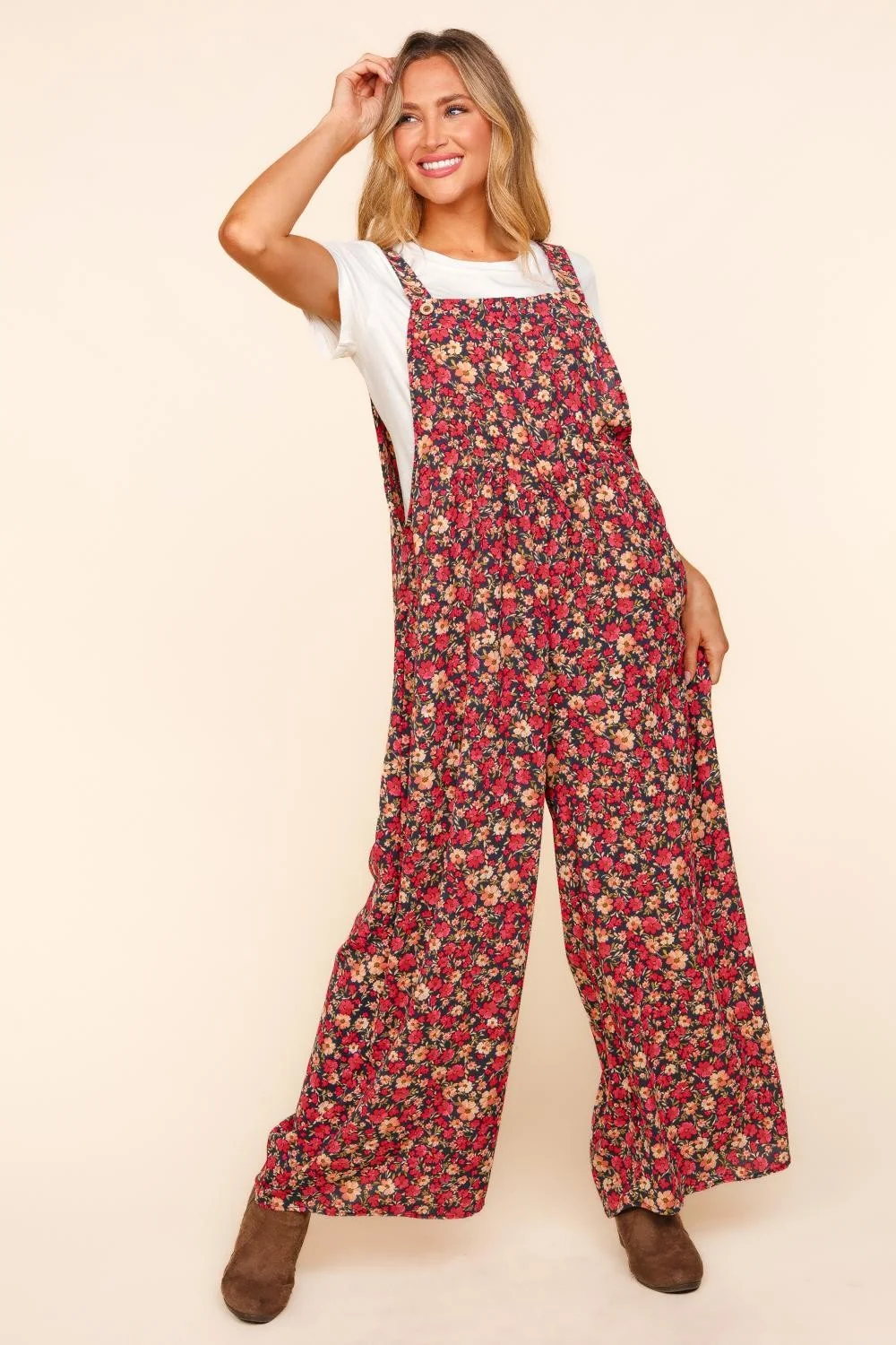 Bib Overalls Button Floral Jumpsuit - Image 4