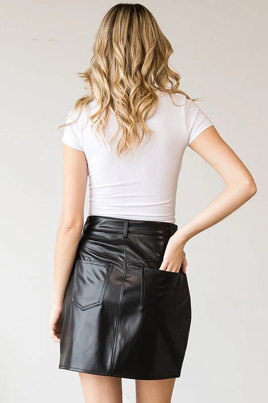 Black Cross Design PU Skirt - Image 6