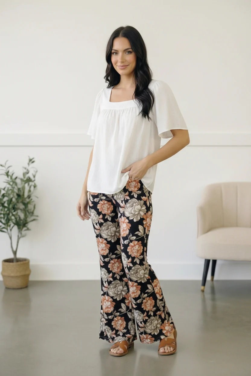 Black Floral Pants - Image 3