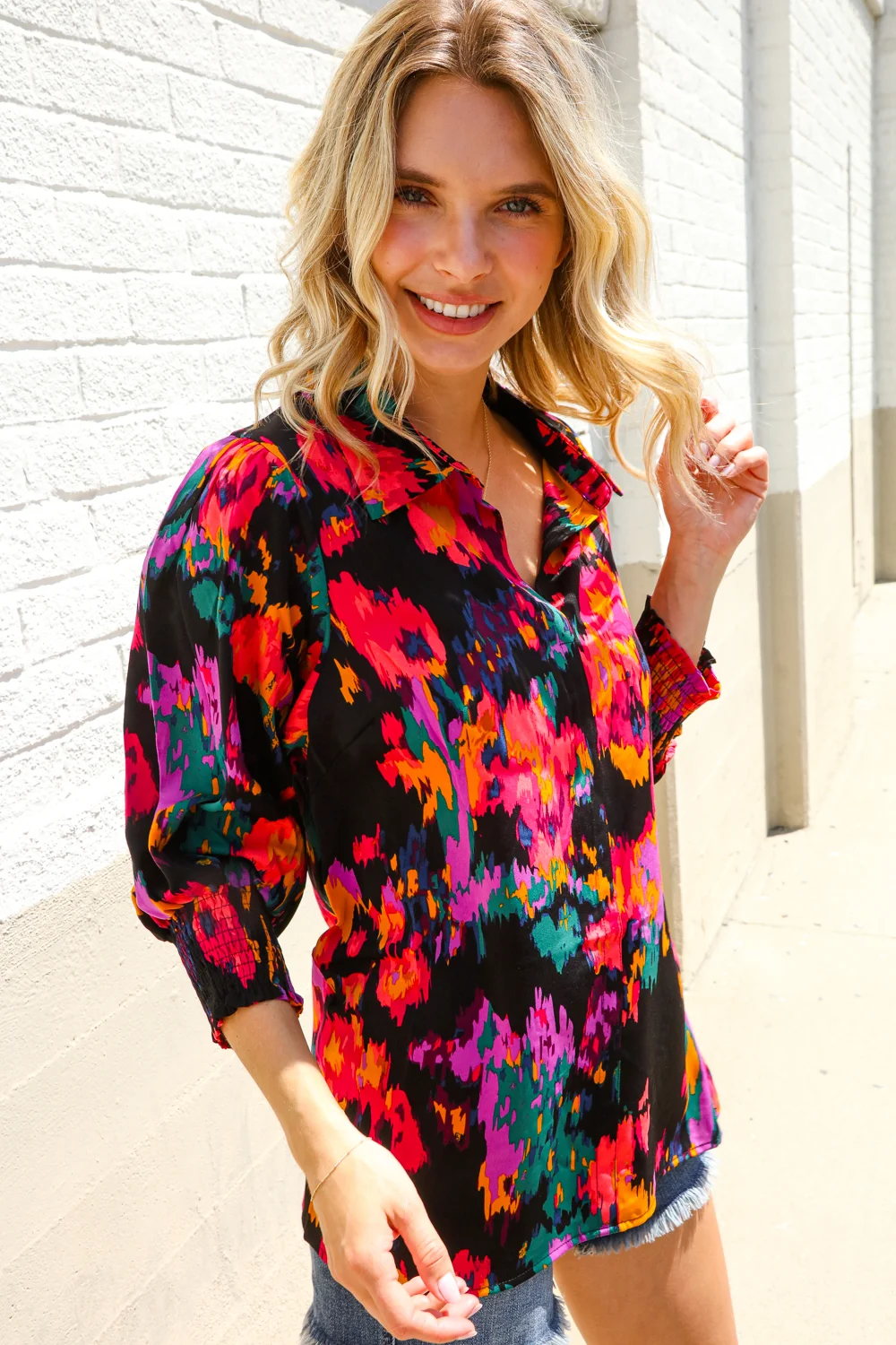 BLACK FLORAL WOVEN TOP - Image 6