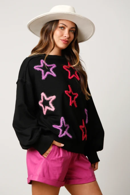 Black Lurex Star Sweater