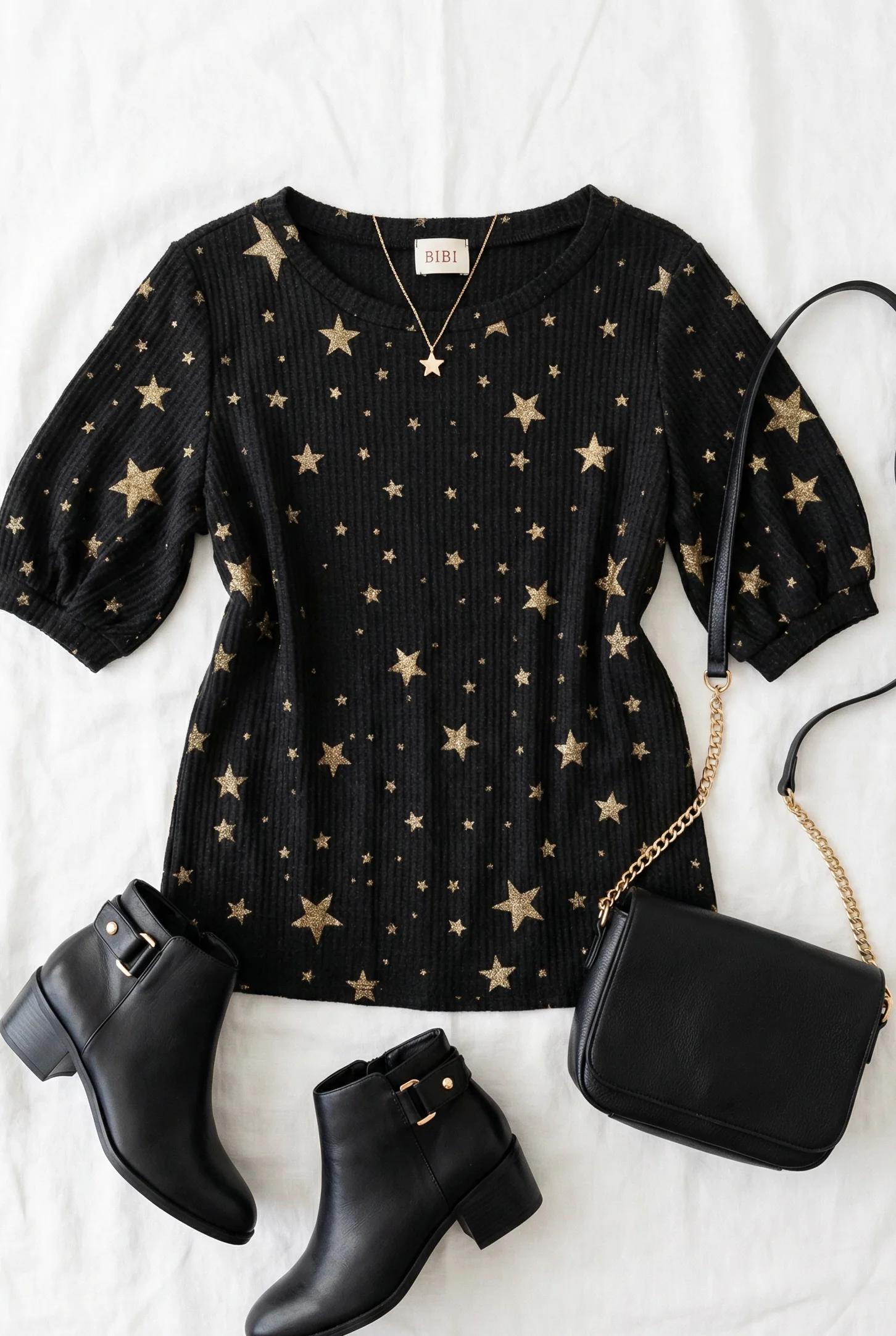 Black Star Print Top