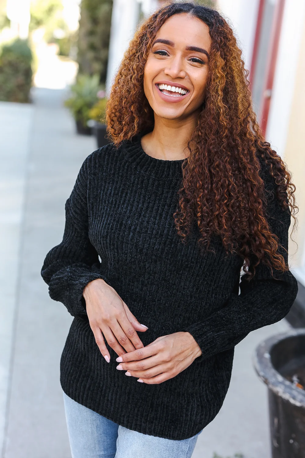 Black Thick Cable Sweater