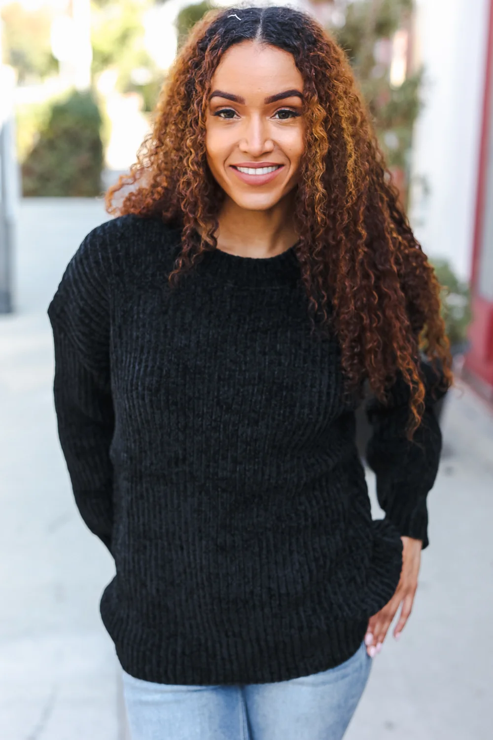Black Thick Cable Sweater - Image 2