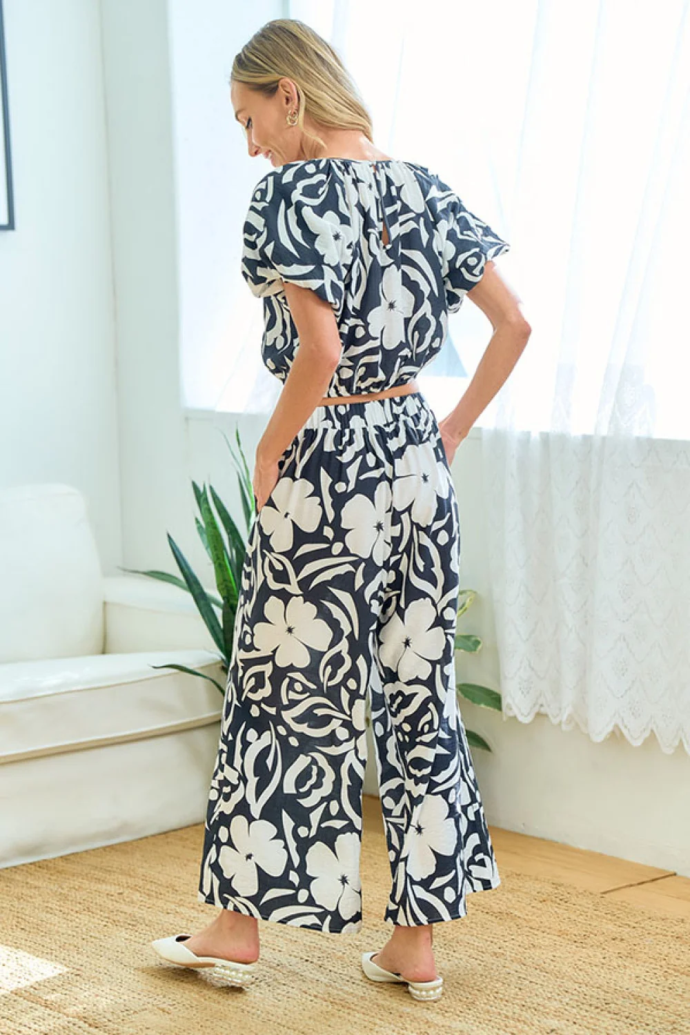 Black Tropic Print Bottoms - Image 5