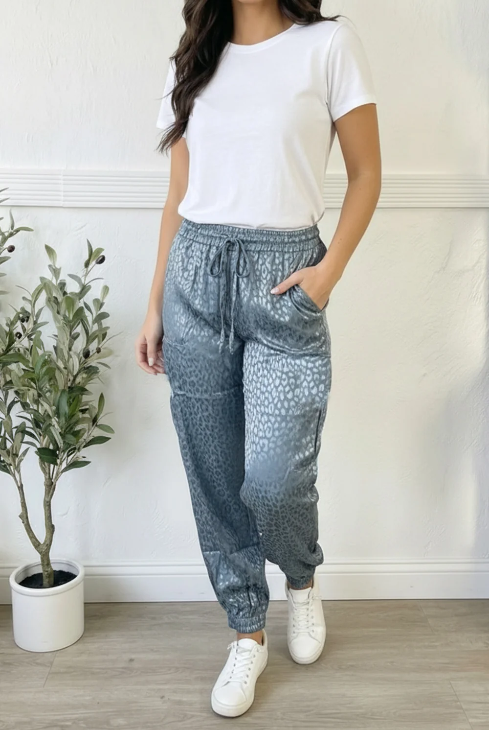 Blue Animal Shimmer Joggers - Image 2