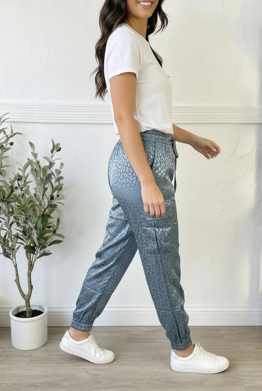 Blue Animal Shimmer Joggers - Image 3