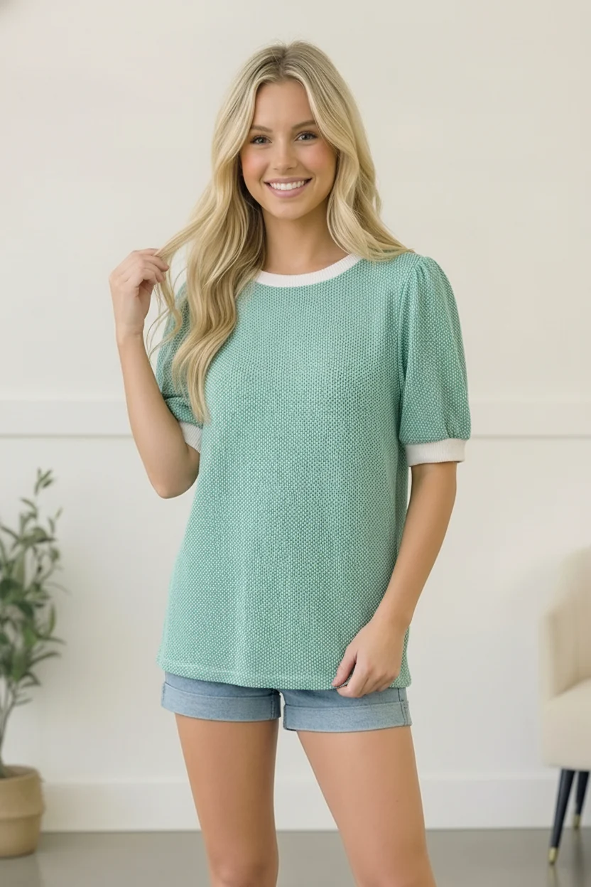 Blue Jacquard Top - Image 4