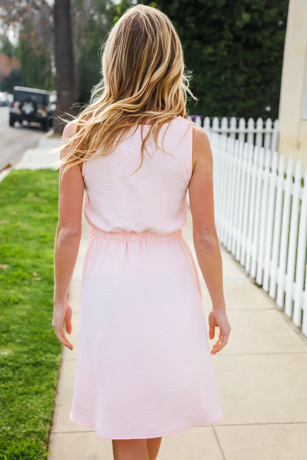 Blush Crinkled Woven Button Down Dress - Image 5
