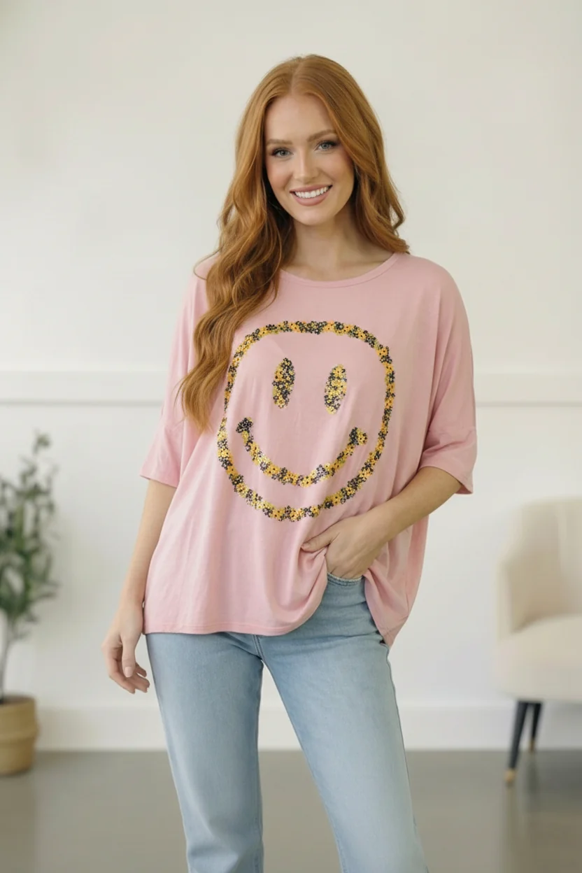 Blush Smile Face Top - Image 3