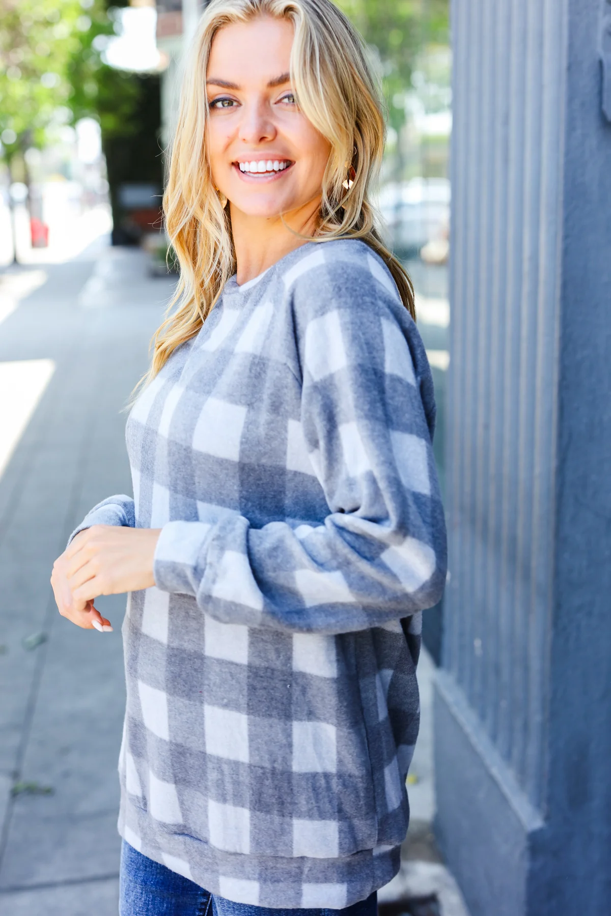 Brushed Hacci Plaid Top - Image 4