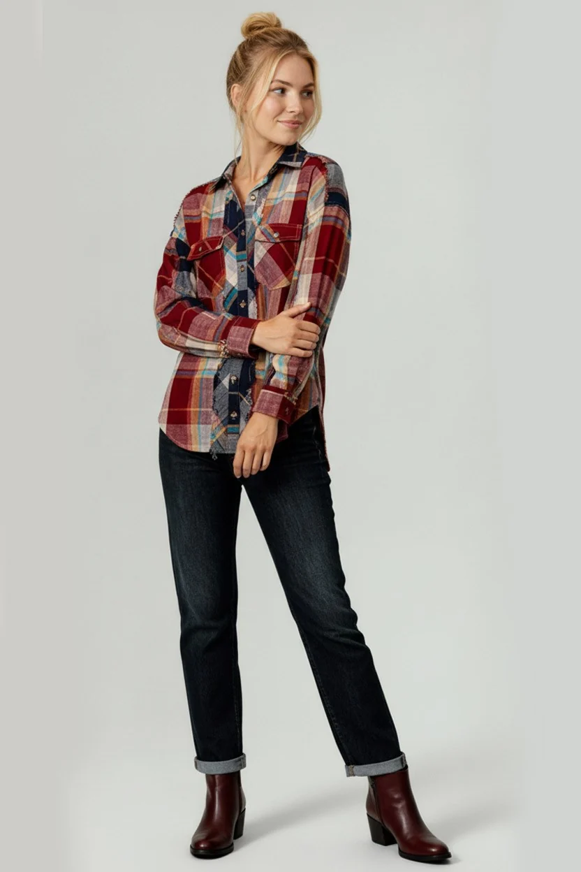 BUTTON DOWN PLAID WASHED SHIRTS - Image 3