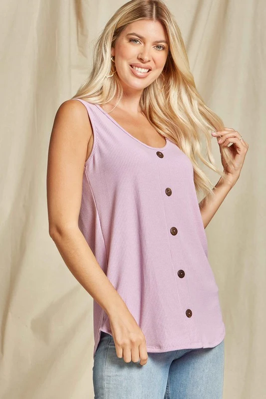 Button Sleeveless Tank Top (2 Colors) - Image 3