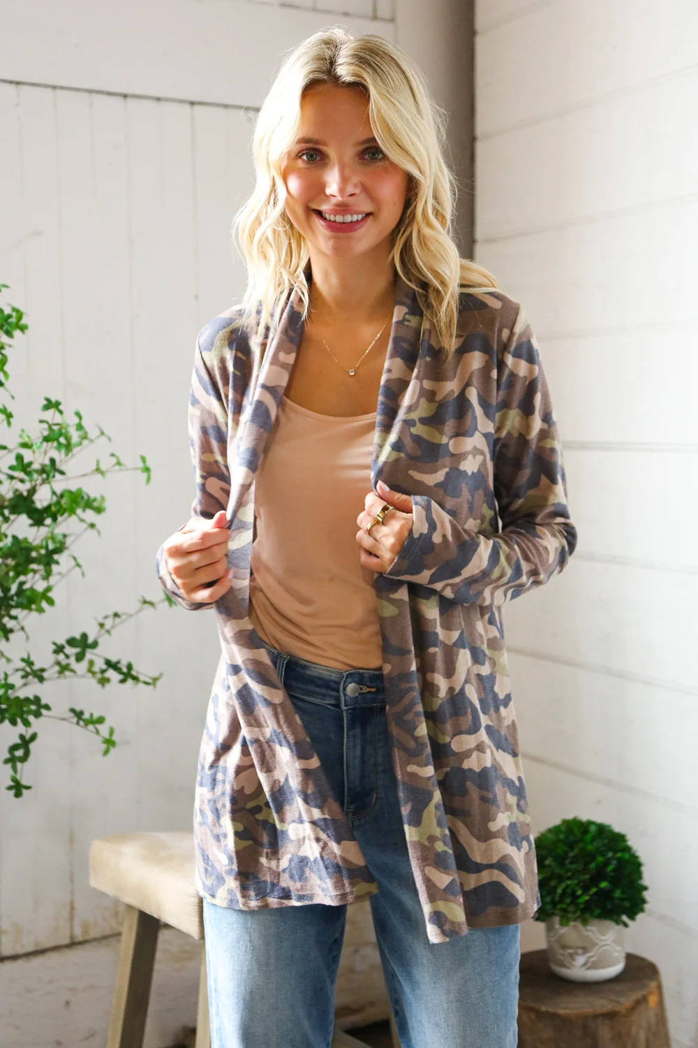 Camo Open Cardigan - Image 4