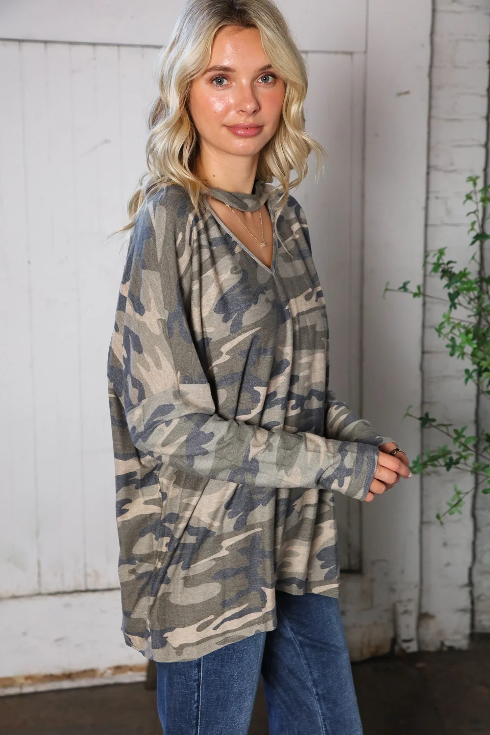 Camo Panel Design French Terry Top - Image 8