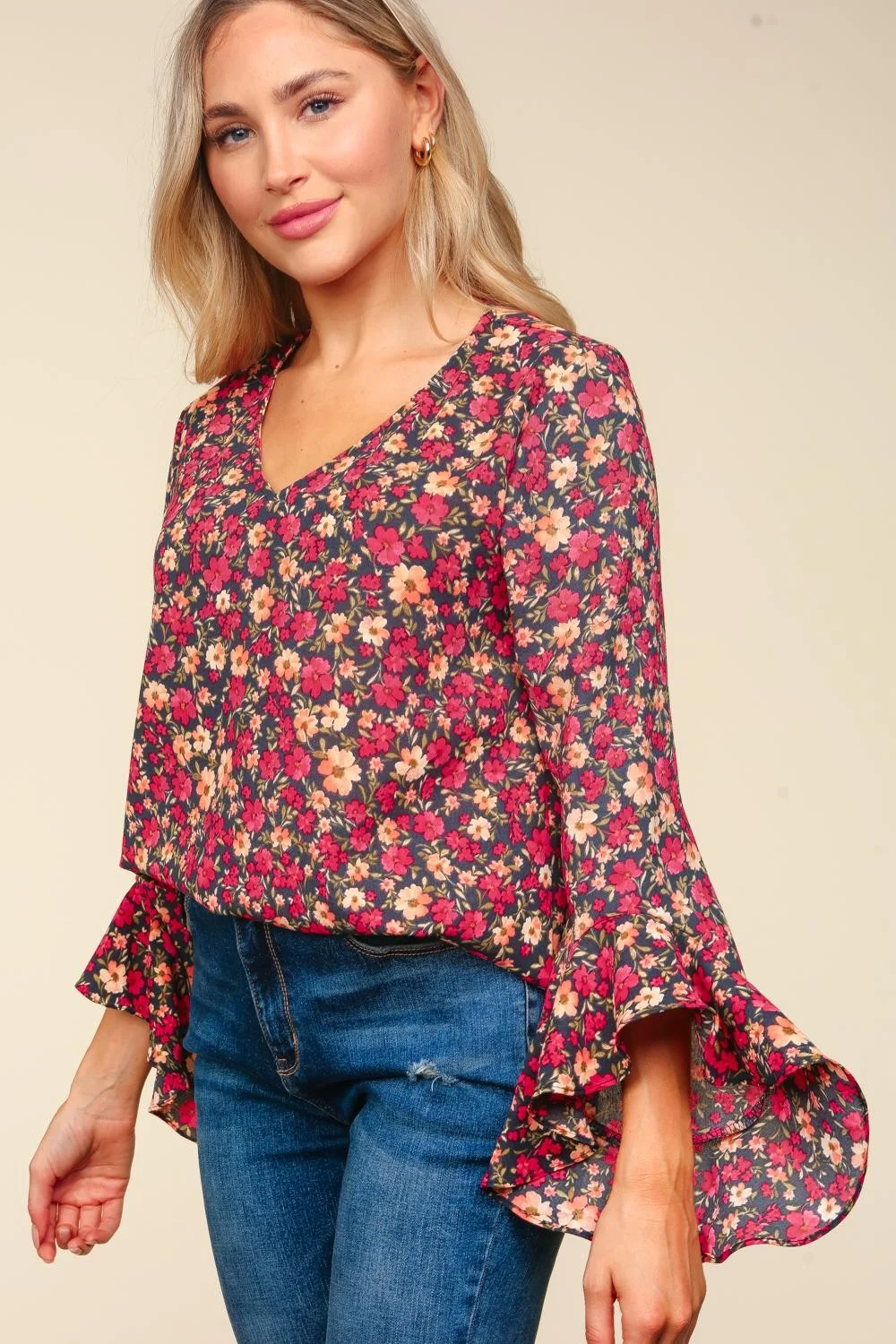 Plus Charcoal Waterfall Hi Low Three Quarter Sleeve Woven - Image 4