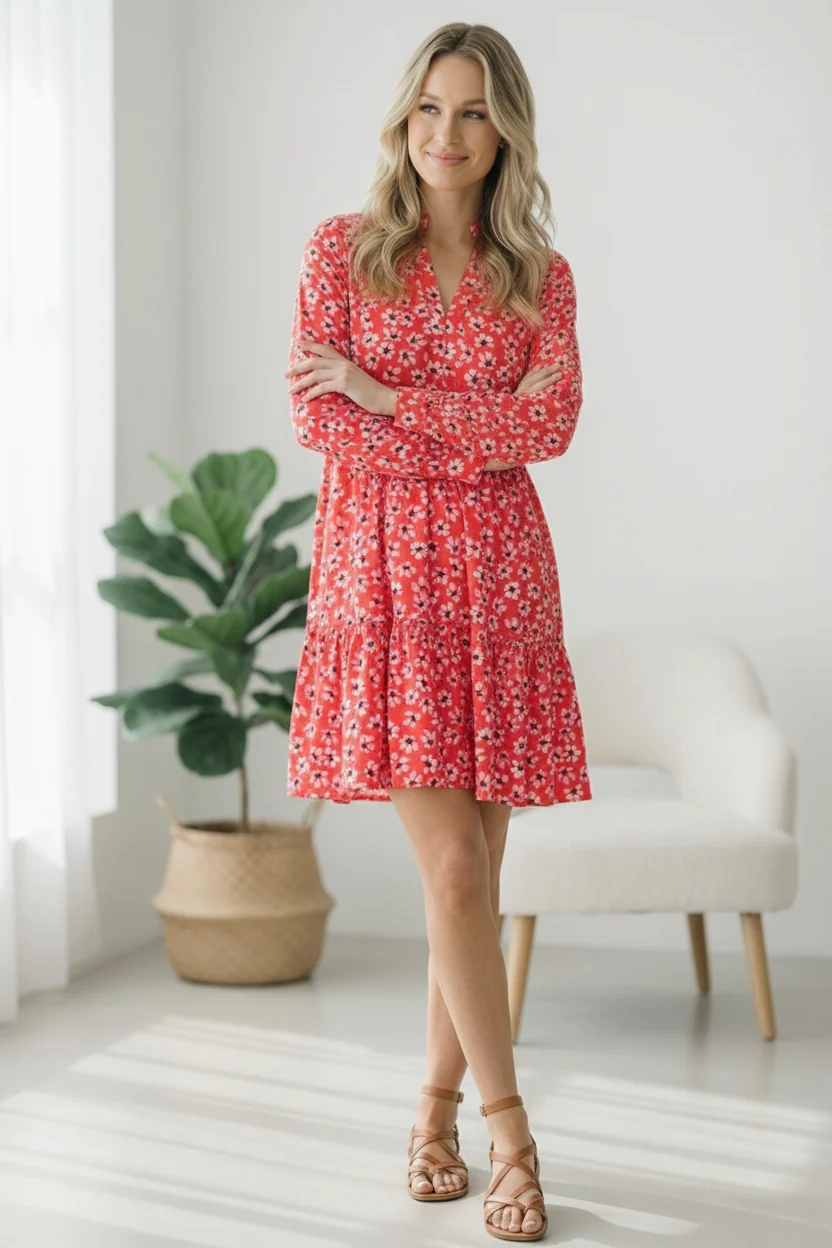 Cherry Blossom Twirl Floral Dress - Image 2