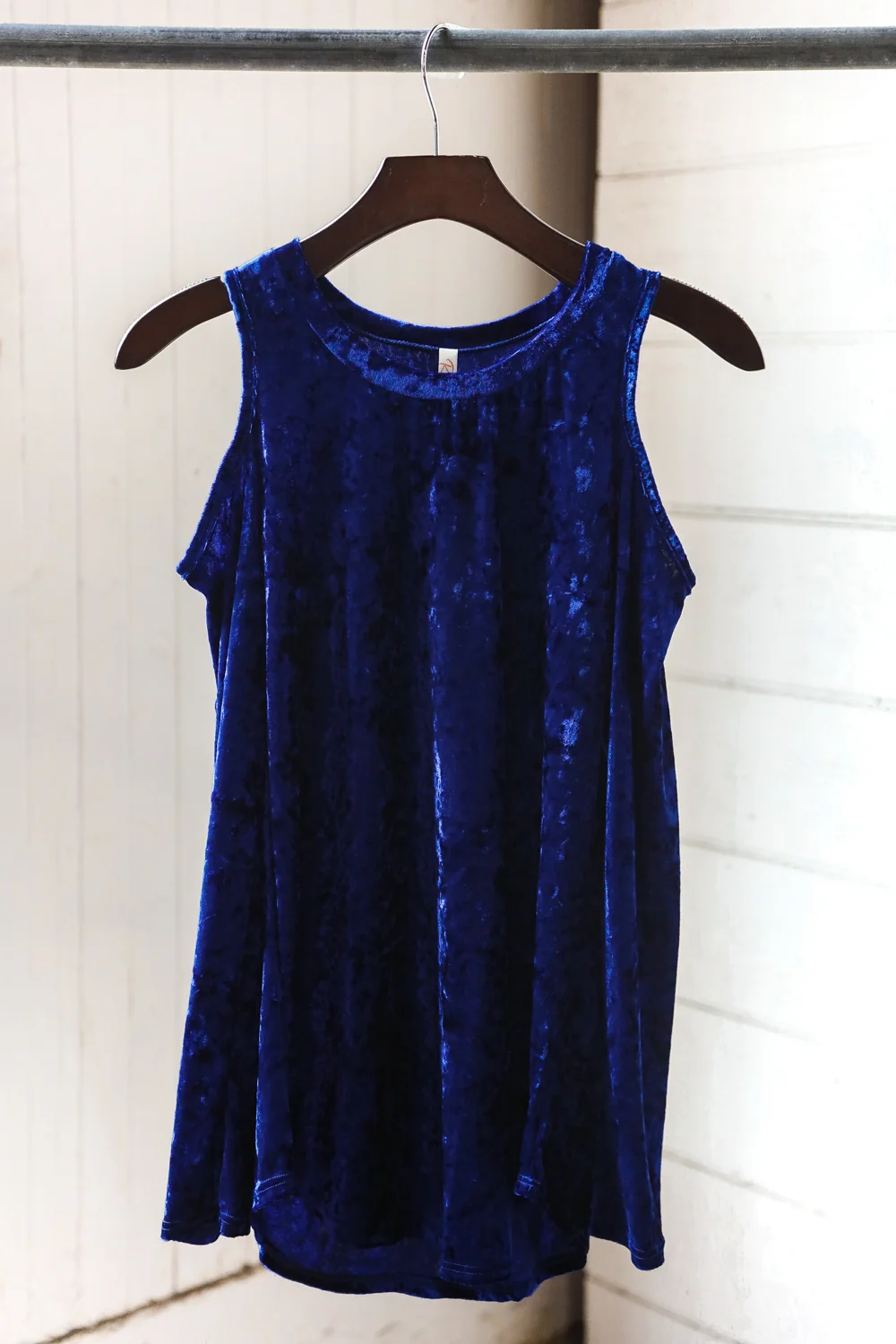Crushed Velvet Cut Out Shoulder Top