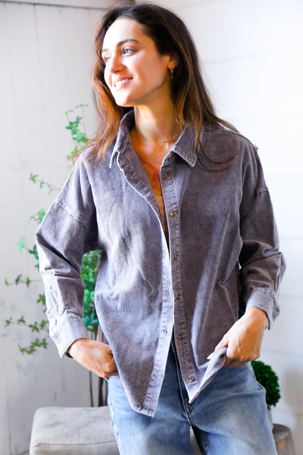 Dusty Plum Washed Shacket