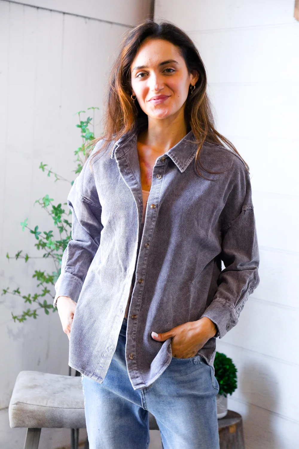 Dusty Plum Washed Shacket - Image 4