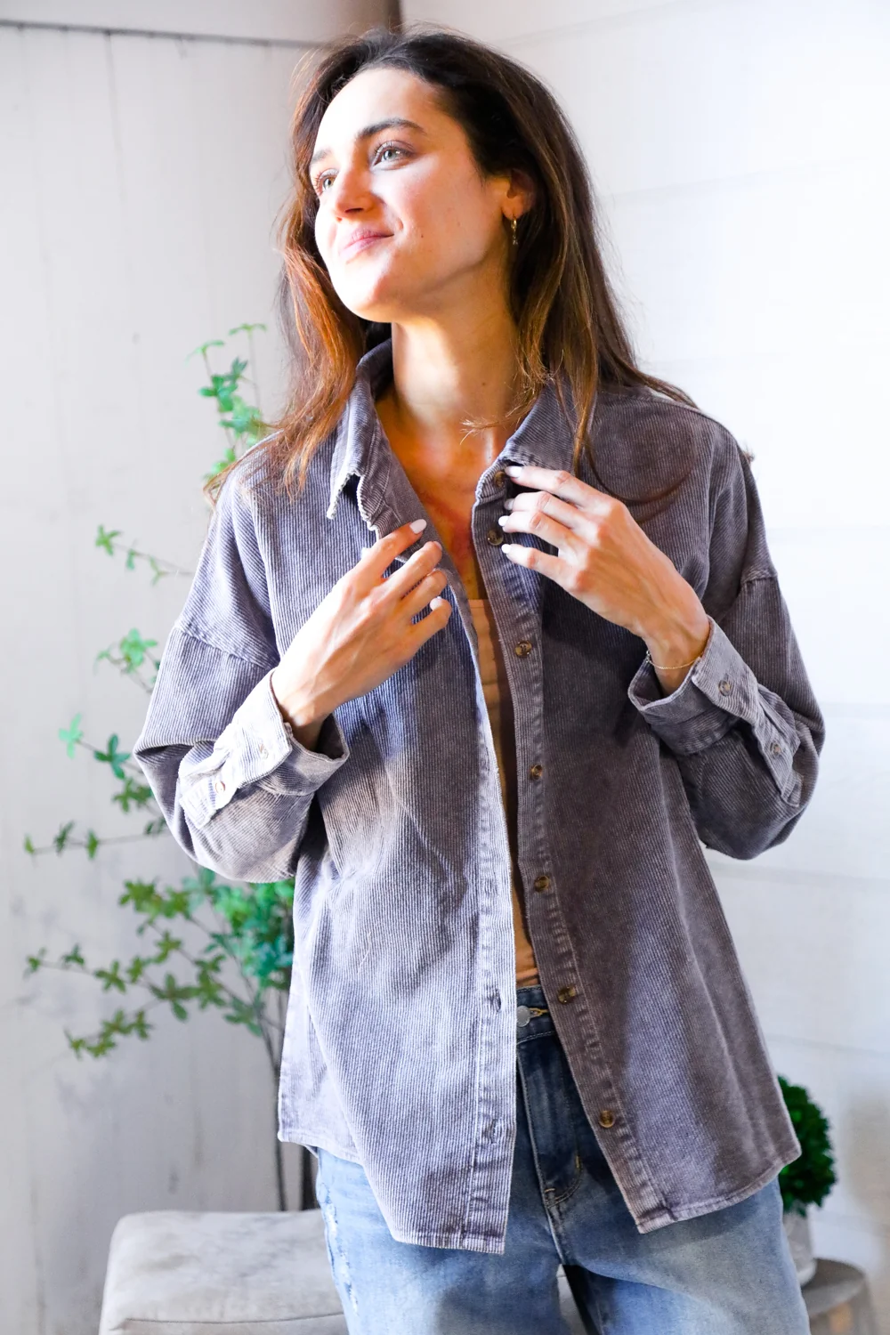 Dusty Plum Washed Shacket - Image 5
