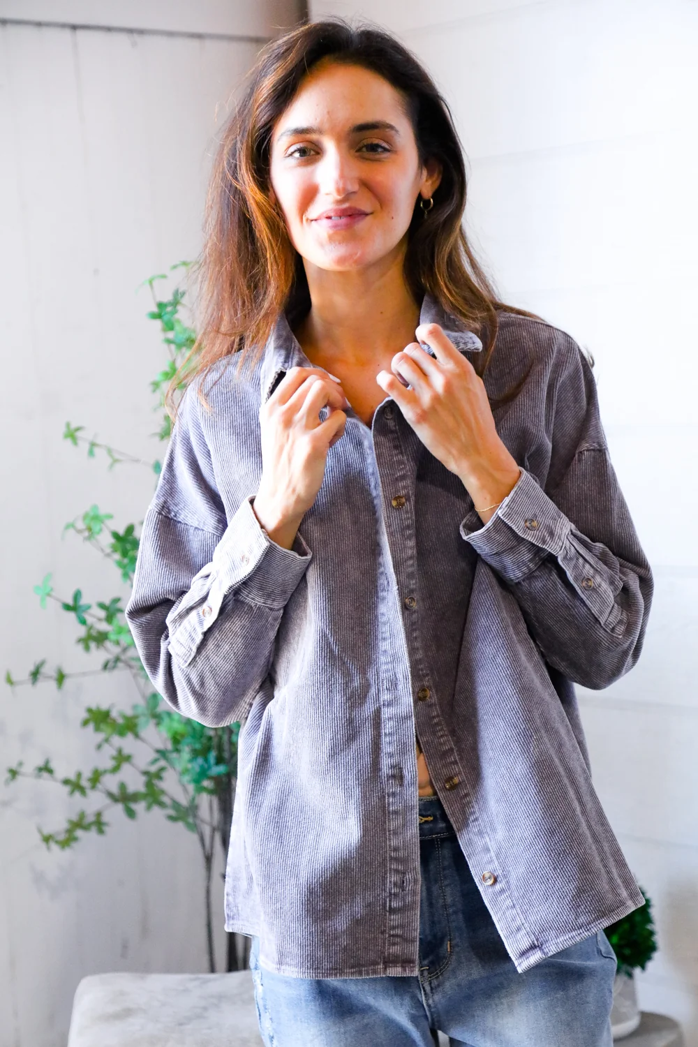 Dusty Plum Washed Shacket - Image 6
