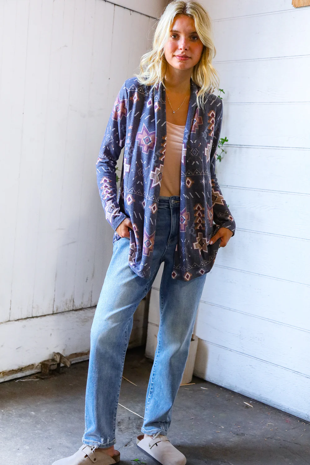 Ethnic Print Open Cardigan - Image 4