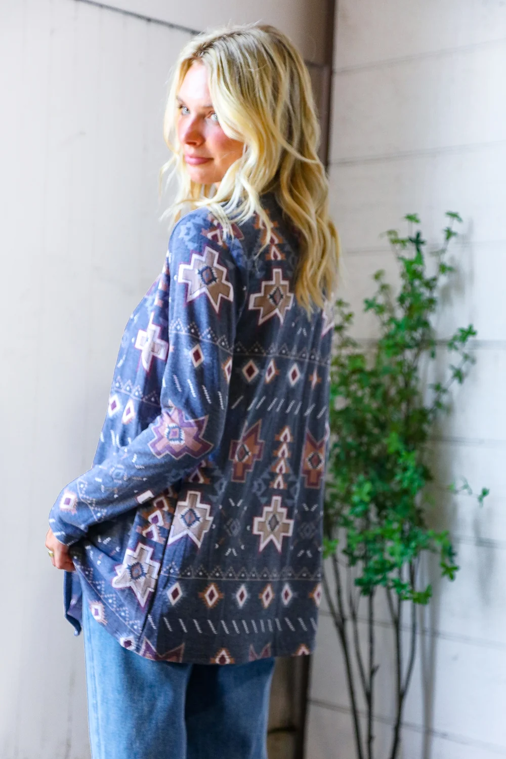 Ethnic Print Open Cardigan - Image 7