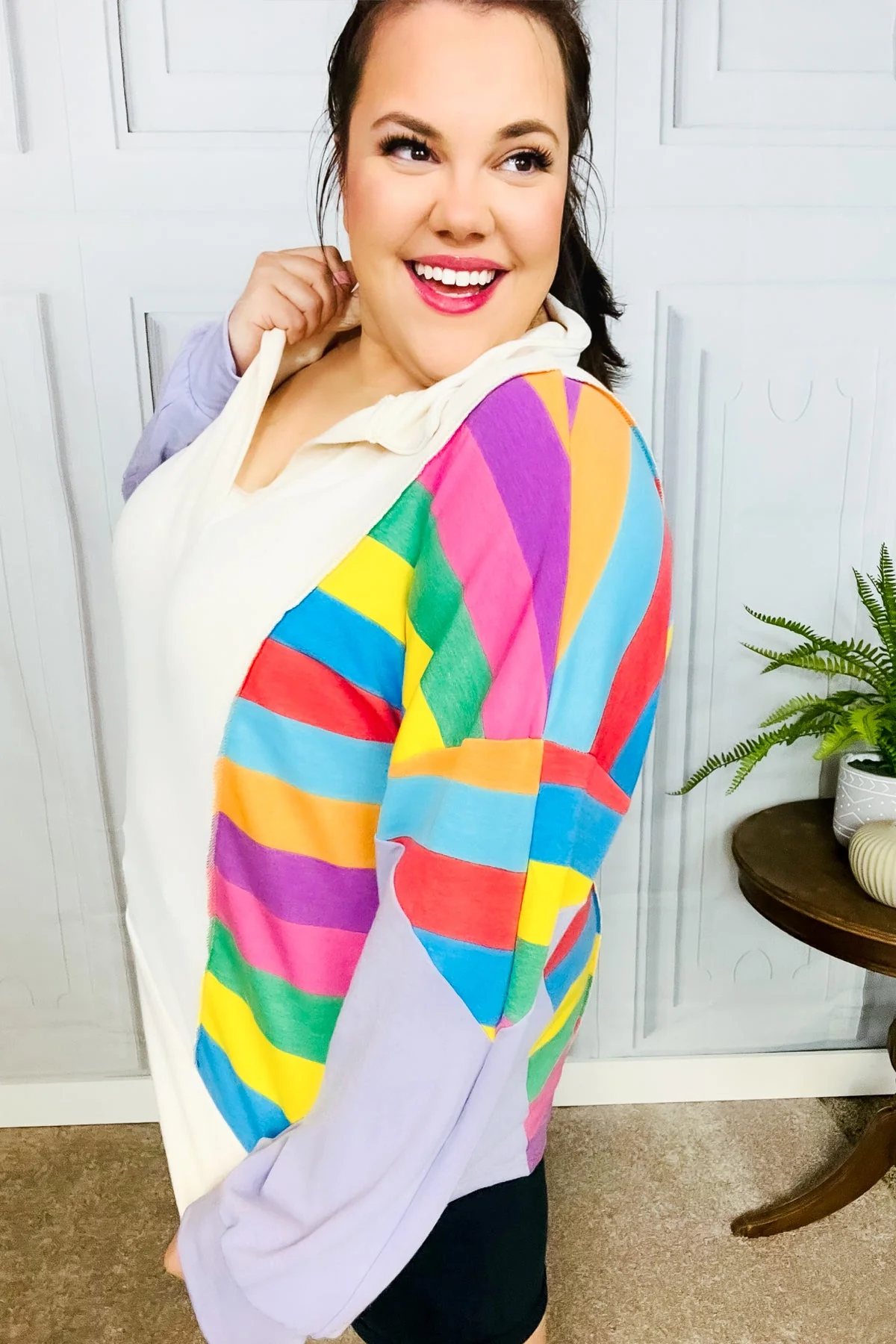 Feeling Bold Lilac Multicolor Stripe Collared V Neck Pullover (Open Pack) - Image 14