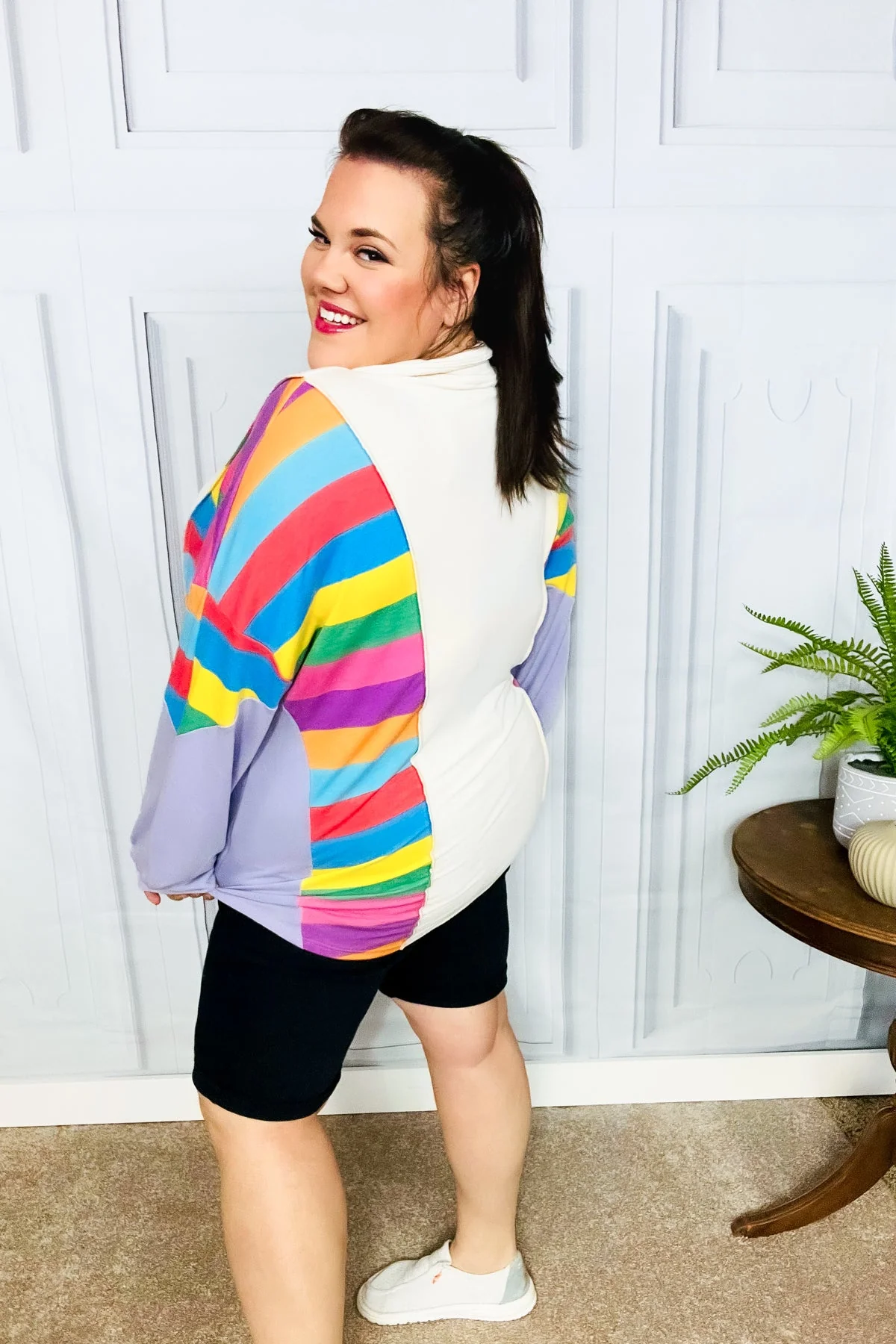 Feeling Bold Lilac Multicolor Stripe Collared V Neck Pullover (Open Pack) - Image 18