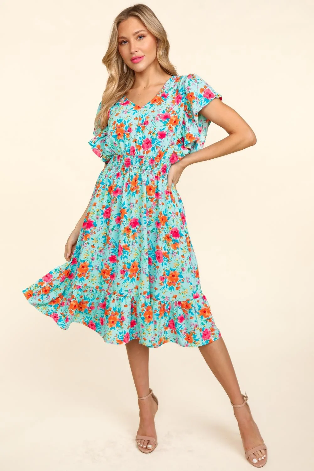 Fit and Flare Smocking Waist Floral Dress - Image 4