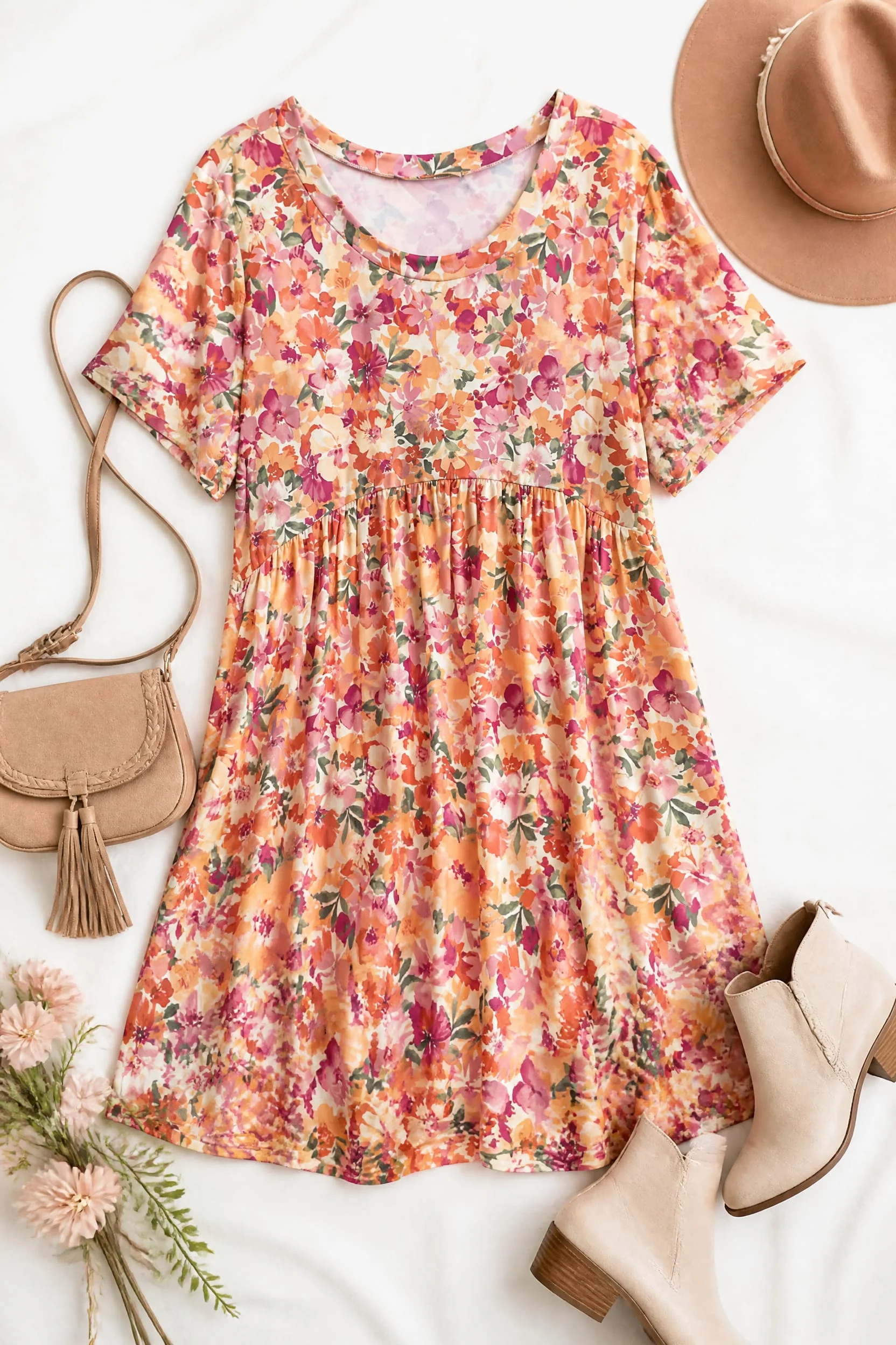 Floral Babydoll Tunic Top