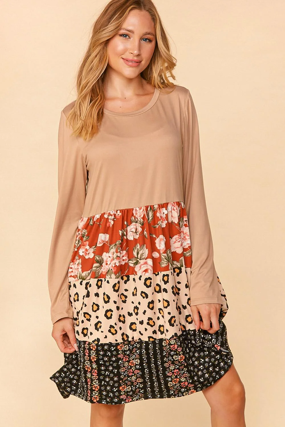 FLORAL & LEOPARD TIERED MIDI DRESS - Image 6