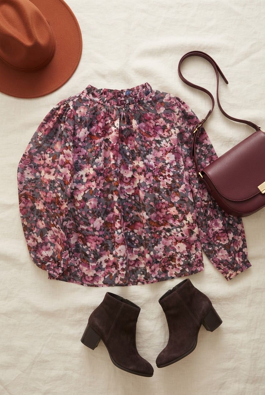 Floral Print Long Sleeve Blouse