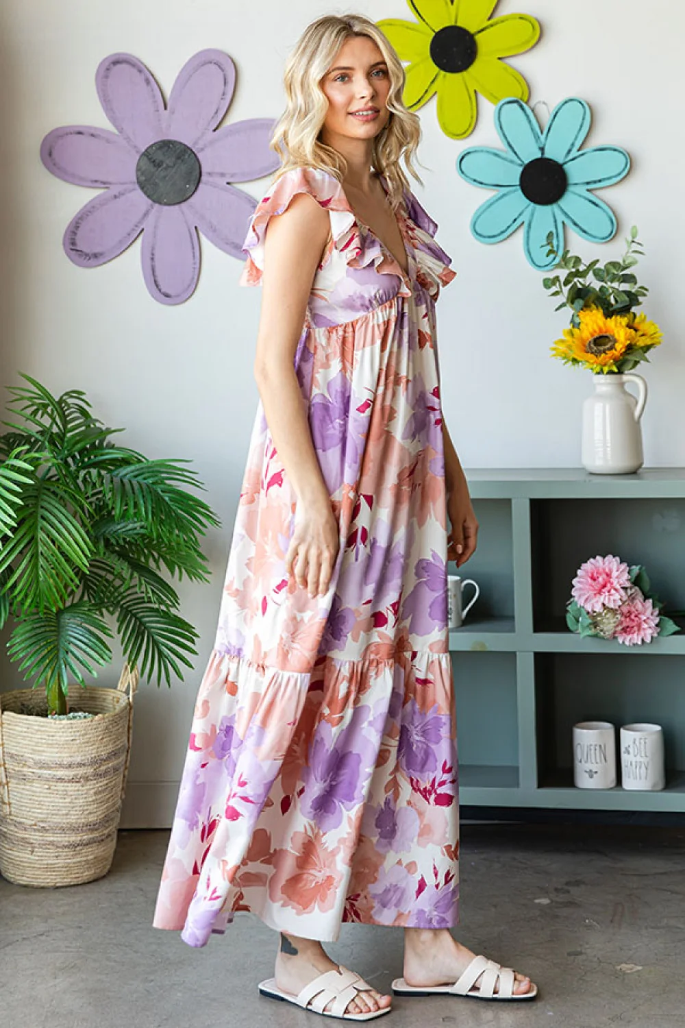 FLORAL PRINT WOVEN BABYDOLL MAXI DRESS - Image 4