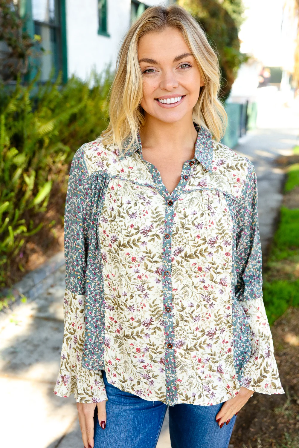 Floral Woven Button Blouse