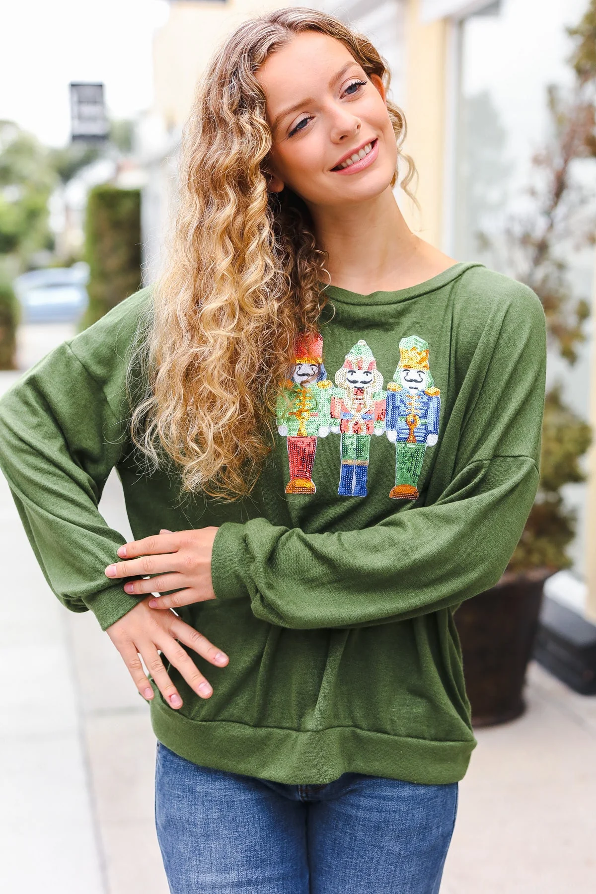 Be Merry Forest Green Nutcracker Sequin Hacci Holiday Top (Open Pack) - Image 11