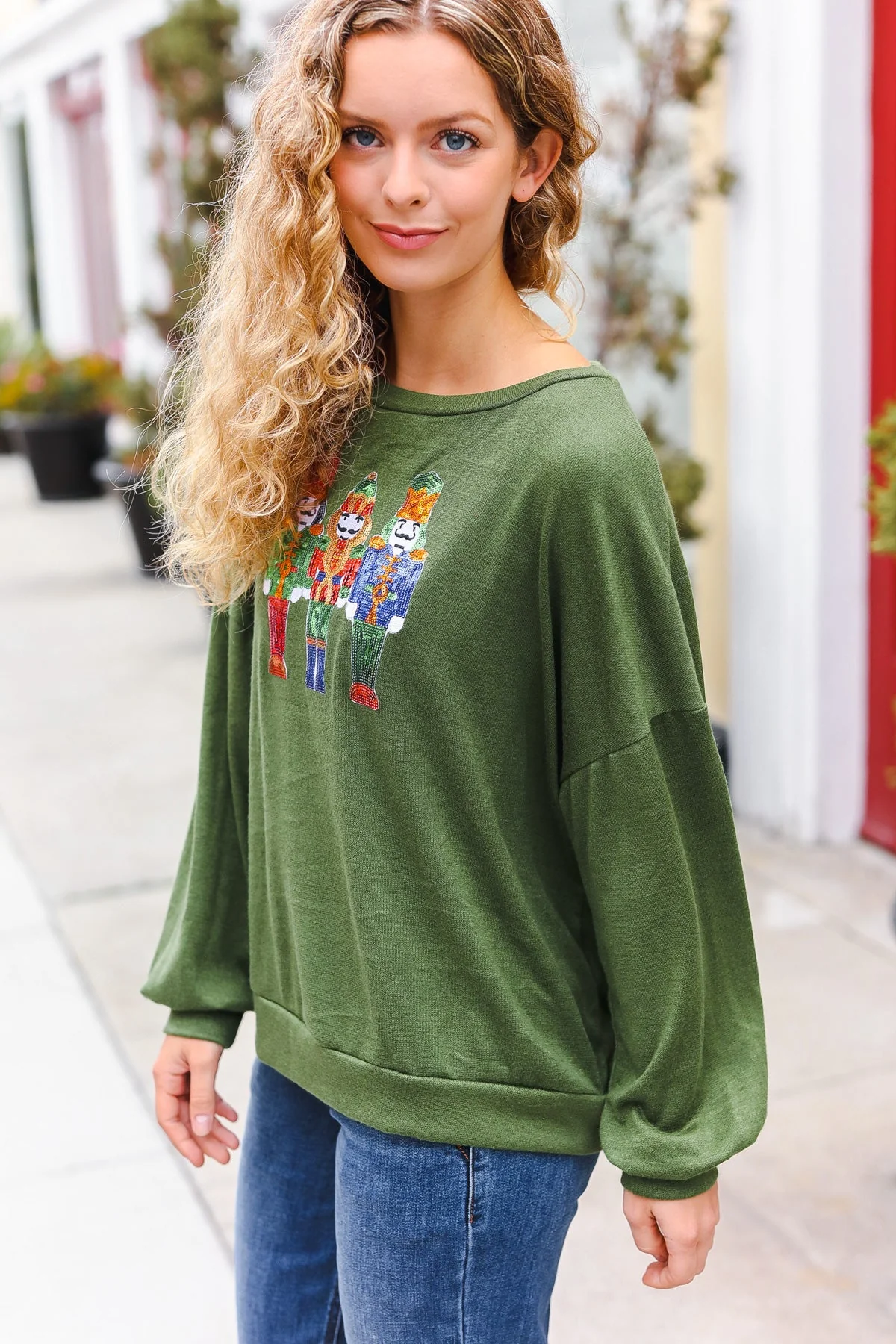 Be Merry Forest Green Nutcracker Sequin Hacci Holiday Top (Open Pack) - Image 12