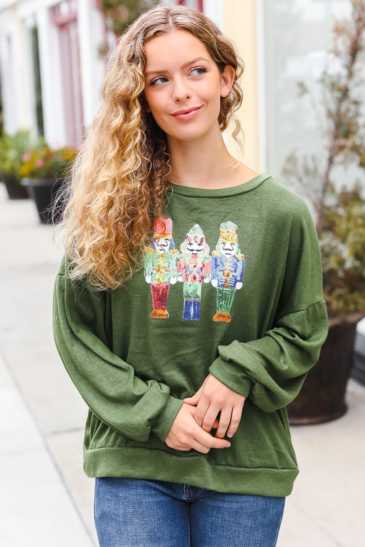 Be Merry Forest Green Nutcracker Sequin Hacci Holiday Top (Open Pack) - Image 15