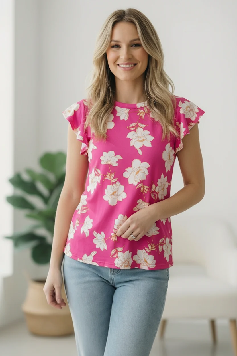 Fuchsia Floral Top - Image 3