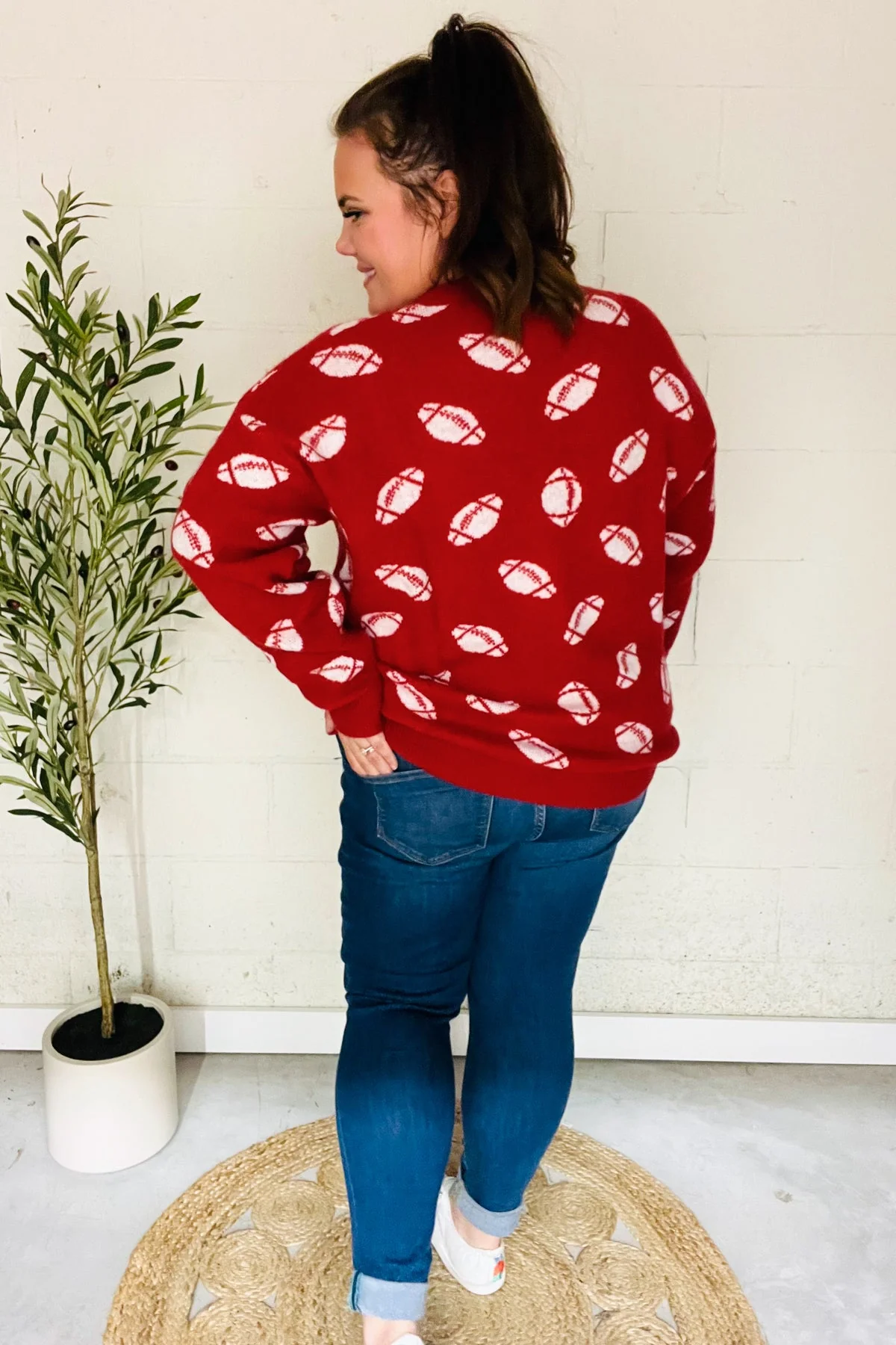 Game Day Red Football Print Jacquard Knit Sweater (Open Pack) - Image 10
