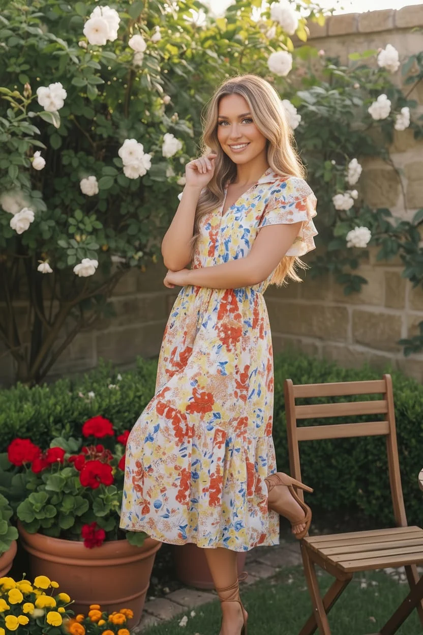 Sunny and Bright Floral Midi Dress (Open Pack) - Image 5