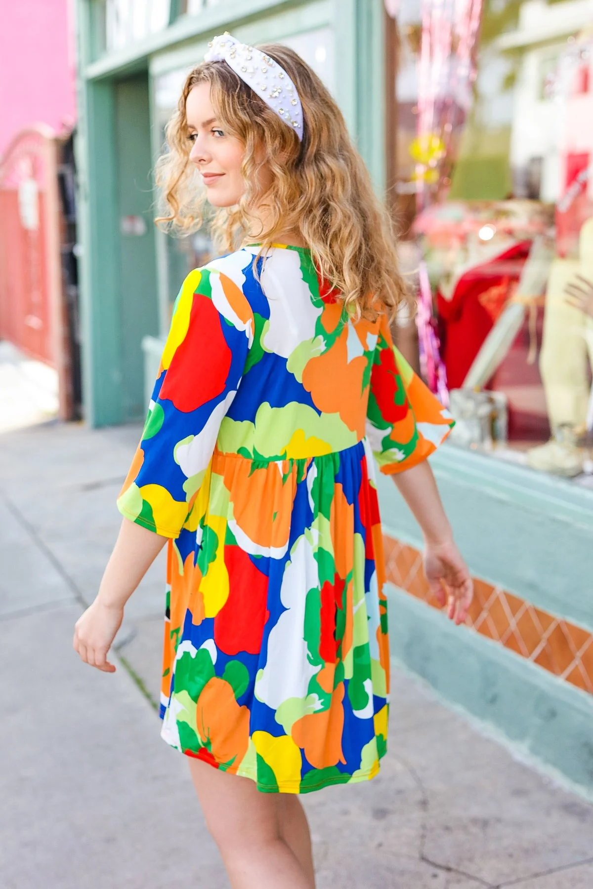 Bright Thoughts Green Floral Print V Neck Babydoll Dress (Open Pack) - Image 7