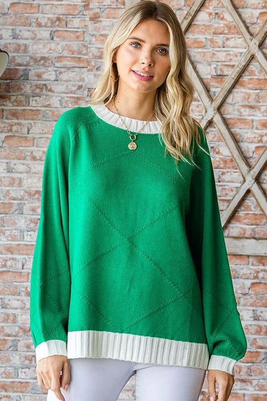 Green & Ivory Lined Sweater - Image 5