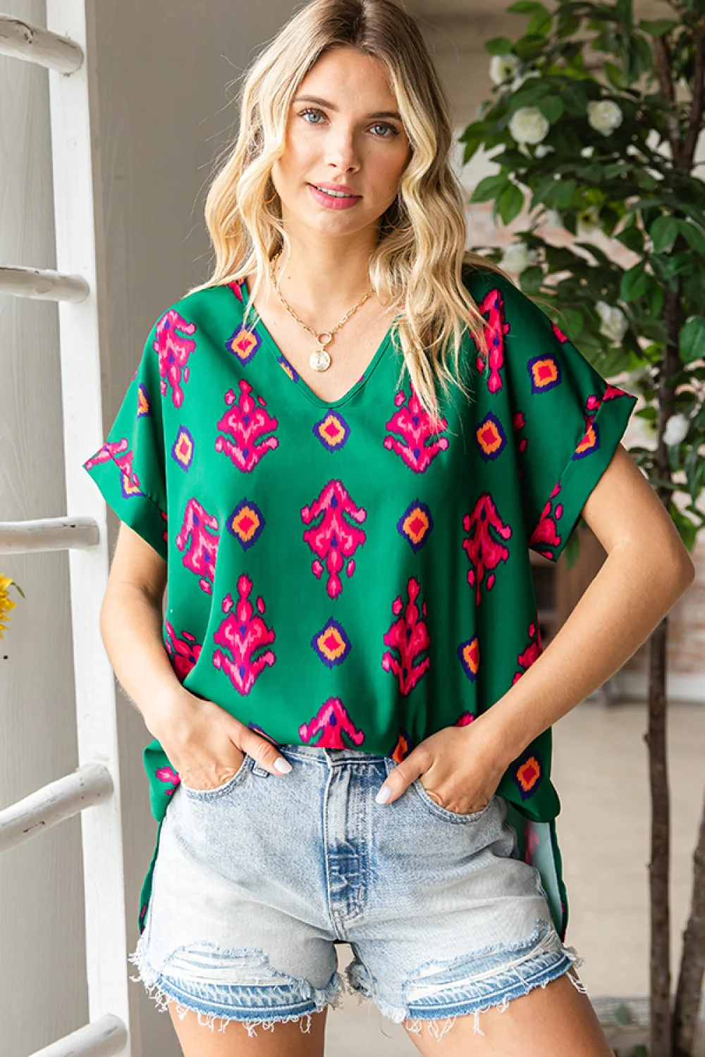 Green Print Design Top - Image 5