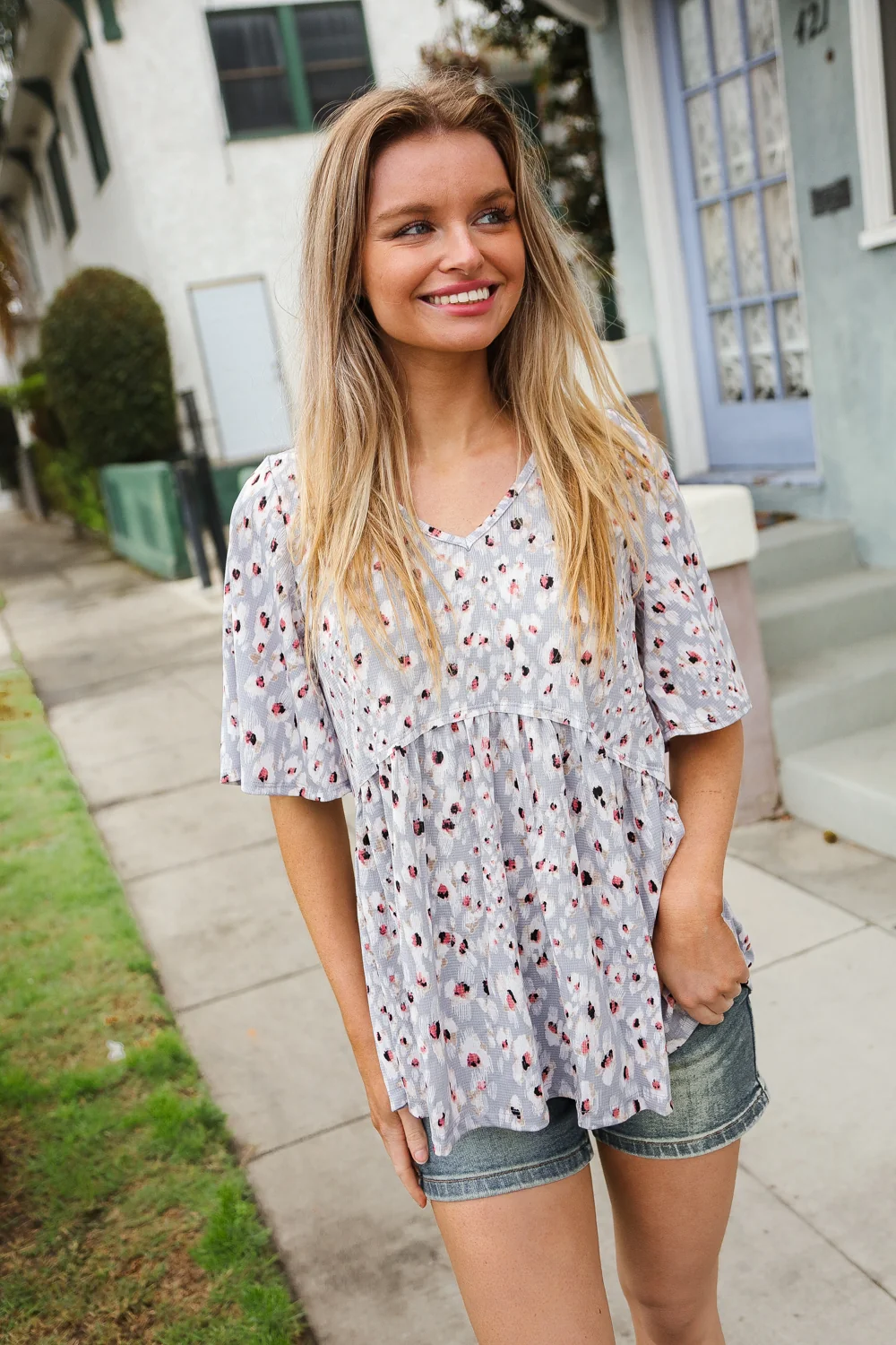 Grey Animal Print Design Top - Image 3
